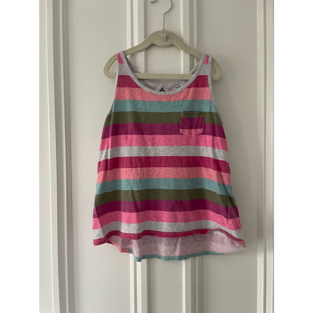 Old Navy pink, green white striped tank 10-12